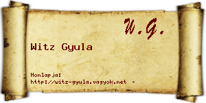 Witz Gyula névjegykártya